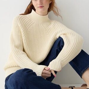 J Crew Women's relaxed roll neck Cream Sweater XXS